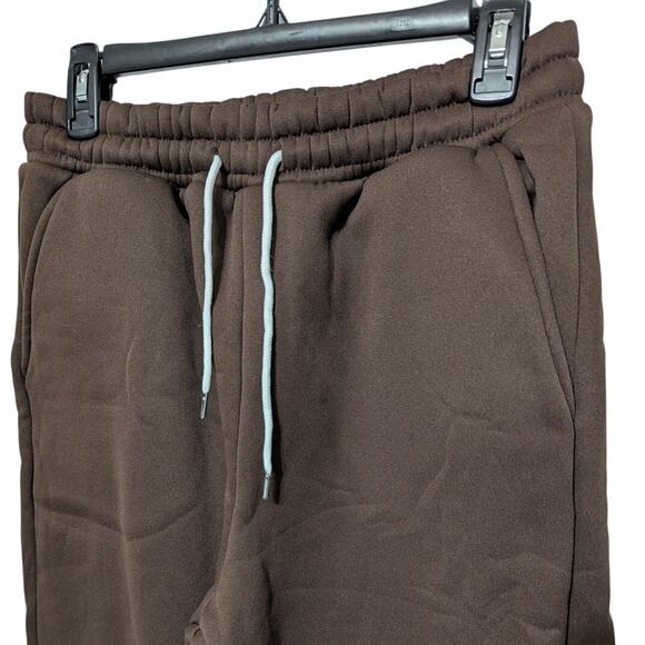 Womens Large Dark Brown Sweatpants Pocket Drawstring Elastic Waist Jogger Pants - Picture 6 of 8